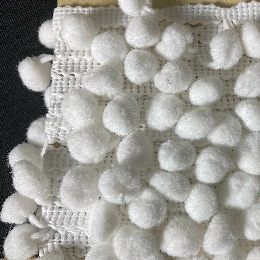 Pom Pom Trim 3 Yards Set of 2 White And Green 108”